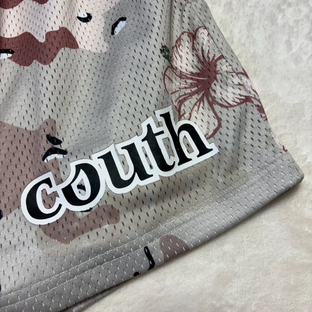 Couth Unisex Mesh Shorts‎ Floral Camo Med Hibiscus Heavyweight Hawaii Drawstring - Picture 2 of 11